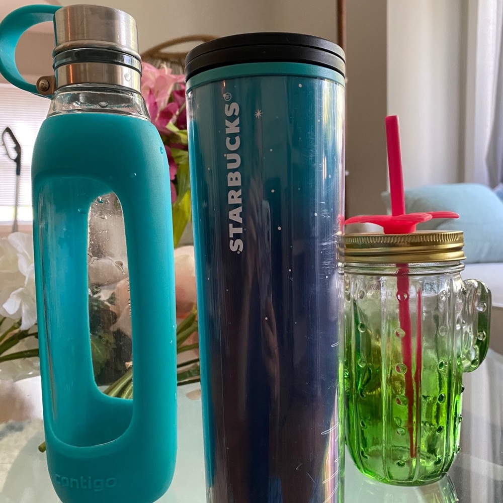 Starbucks mug and glass cups